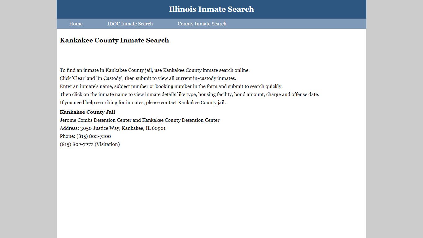Kankakee County Inmate Search