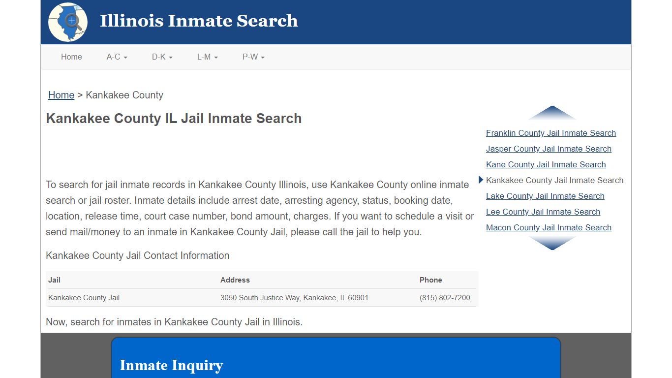 Kankakee County IL Jail Inmate Search